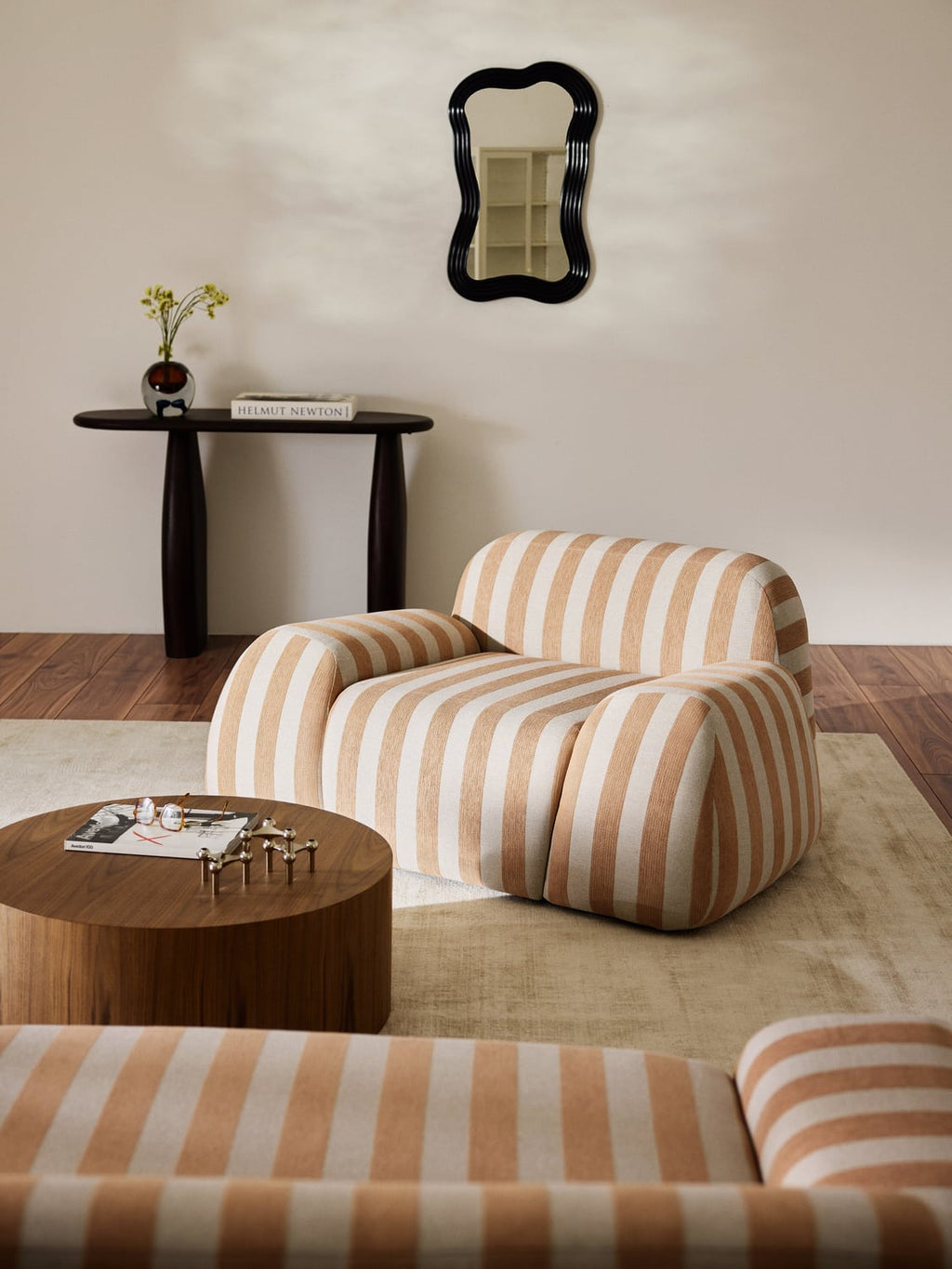 Wolke Striped Lounge Chair — Oatmeal