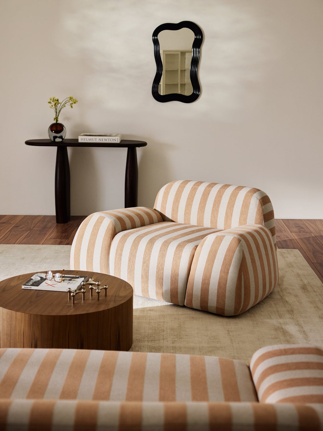 Wolke Striped Lounge Chair — Oatmeal