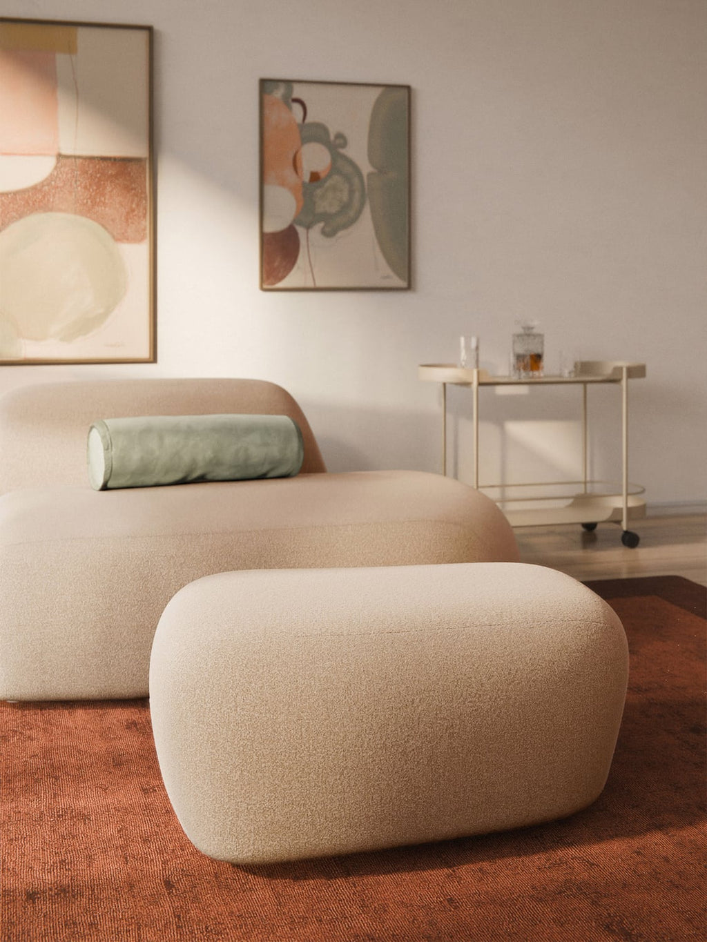 Wolke Large Bouclé Sofa Ottoman — Beige