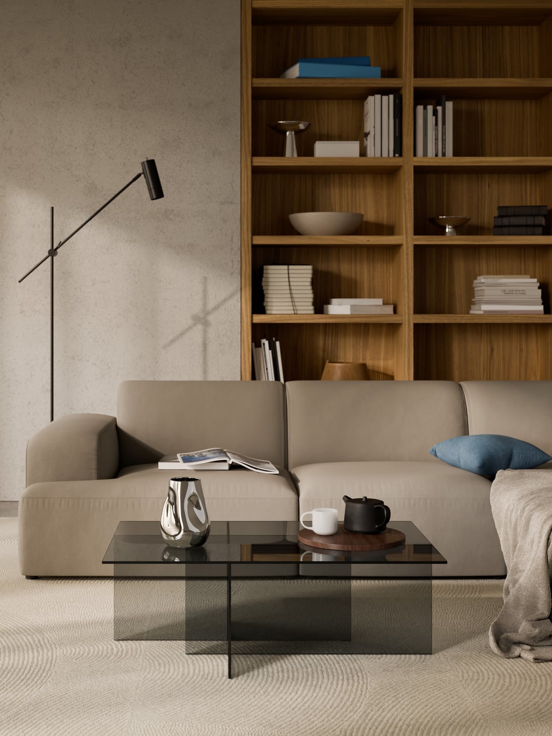 Anouk Glass-Coffee Table, B 102 cm — Taupe