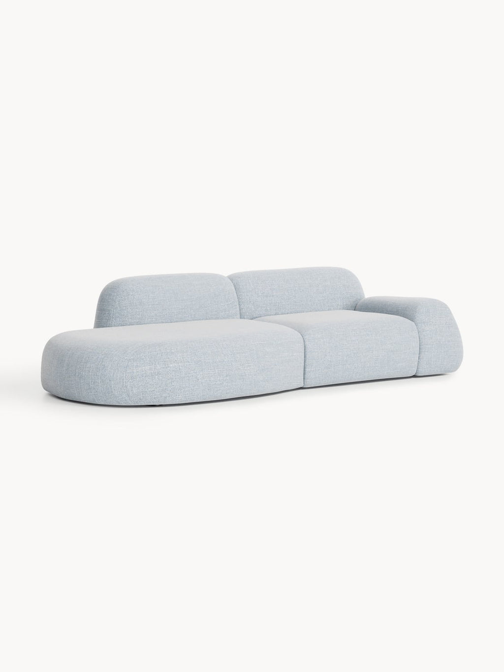 Wolke Modular Bouclé-Chaise (3-seater) — Light Grey