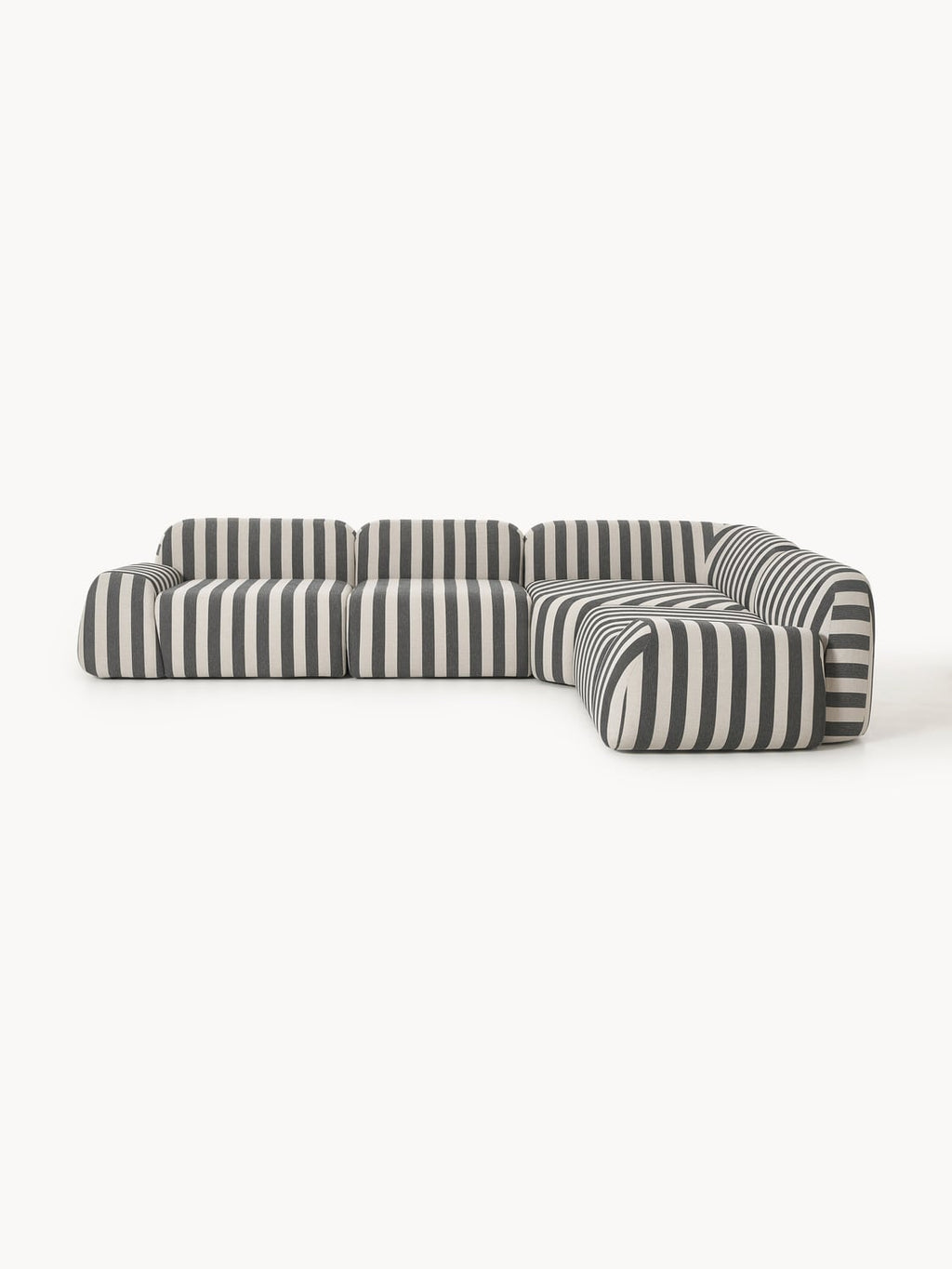 Wolke Modular Striped Corner Sofa (4-seater) — Warm Grey