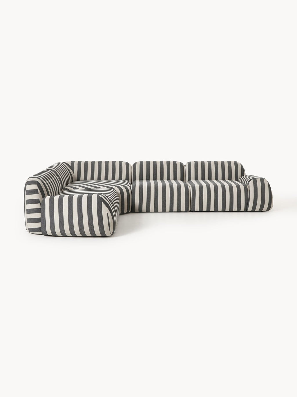 Wolke Modular Striped Corner Sofa (4-seater) — Warm Grey