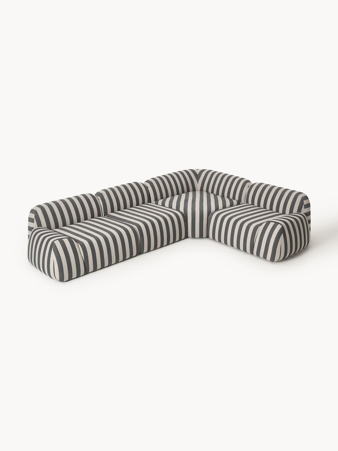 Wolke Modular Striped Corner Sofa (4-seater) — Warm Grey
