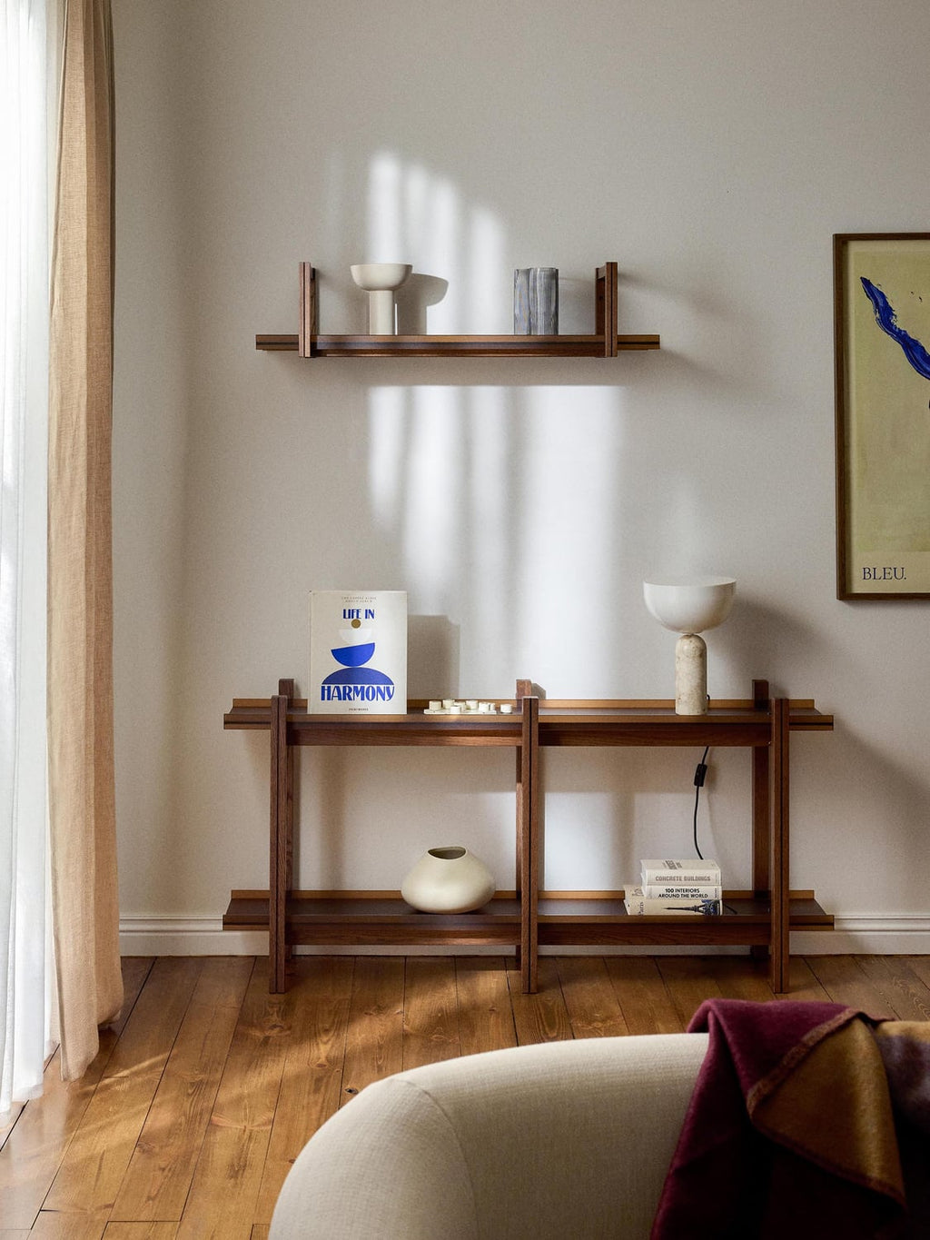 Alex Wooden Shelving Unit, Oak & Glass — Taupe