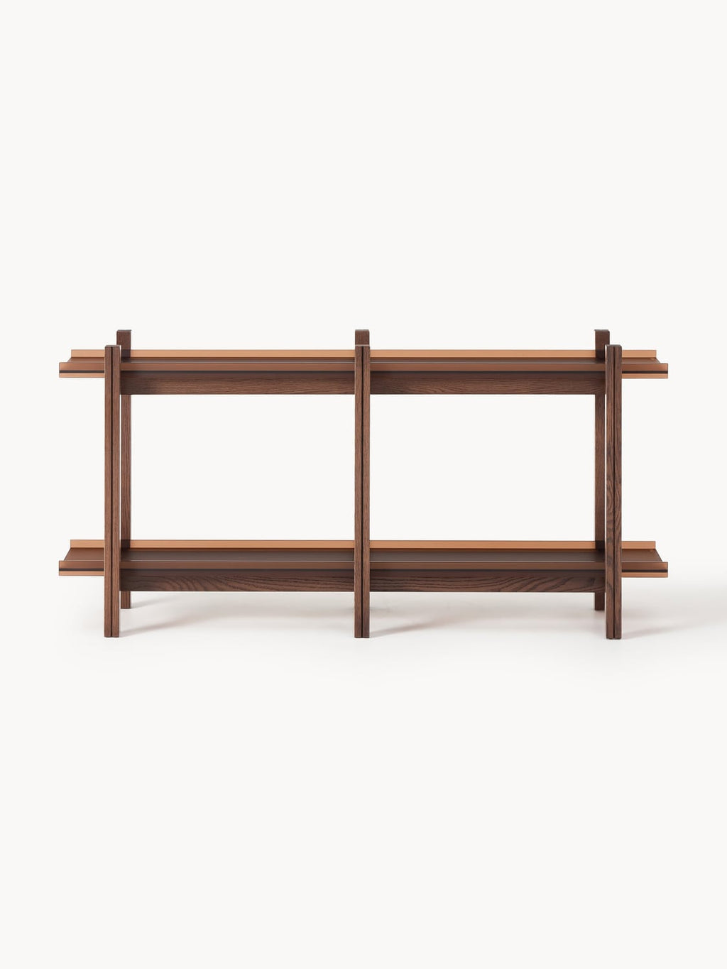 Alex Wooden Shelving Unit, Oak & Glass — Taupe