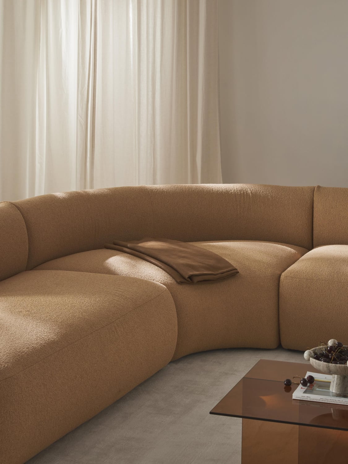 Sofia Round Bouclé Corner Module — Sand