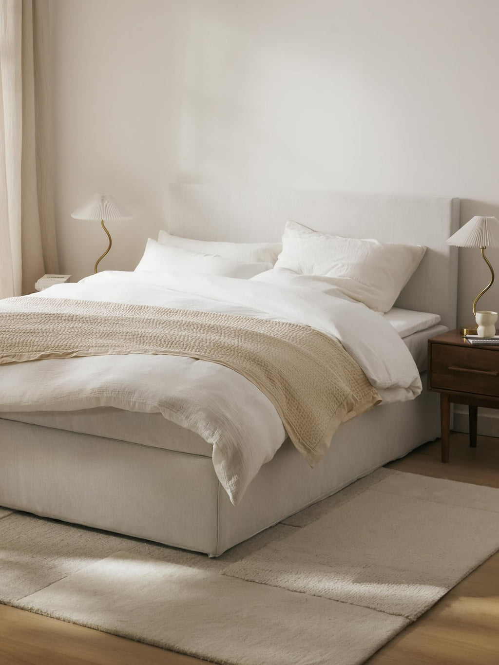 Eliza Box-Spring Bed — Light Grey