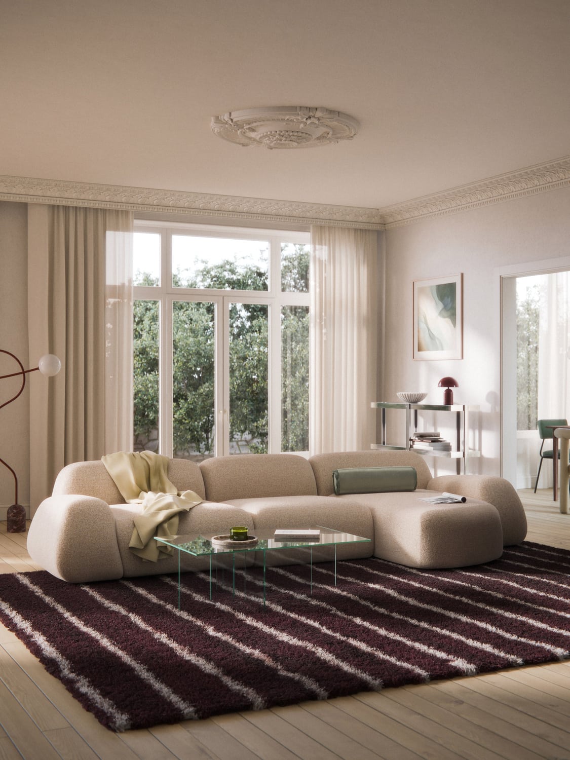 Wolke Modular Bouclé Corner Sofa (4-seater) — Rose