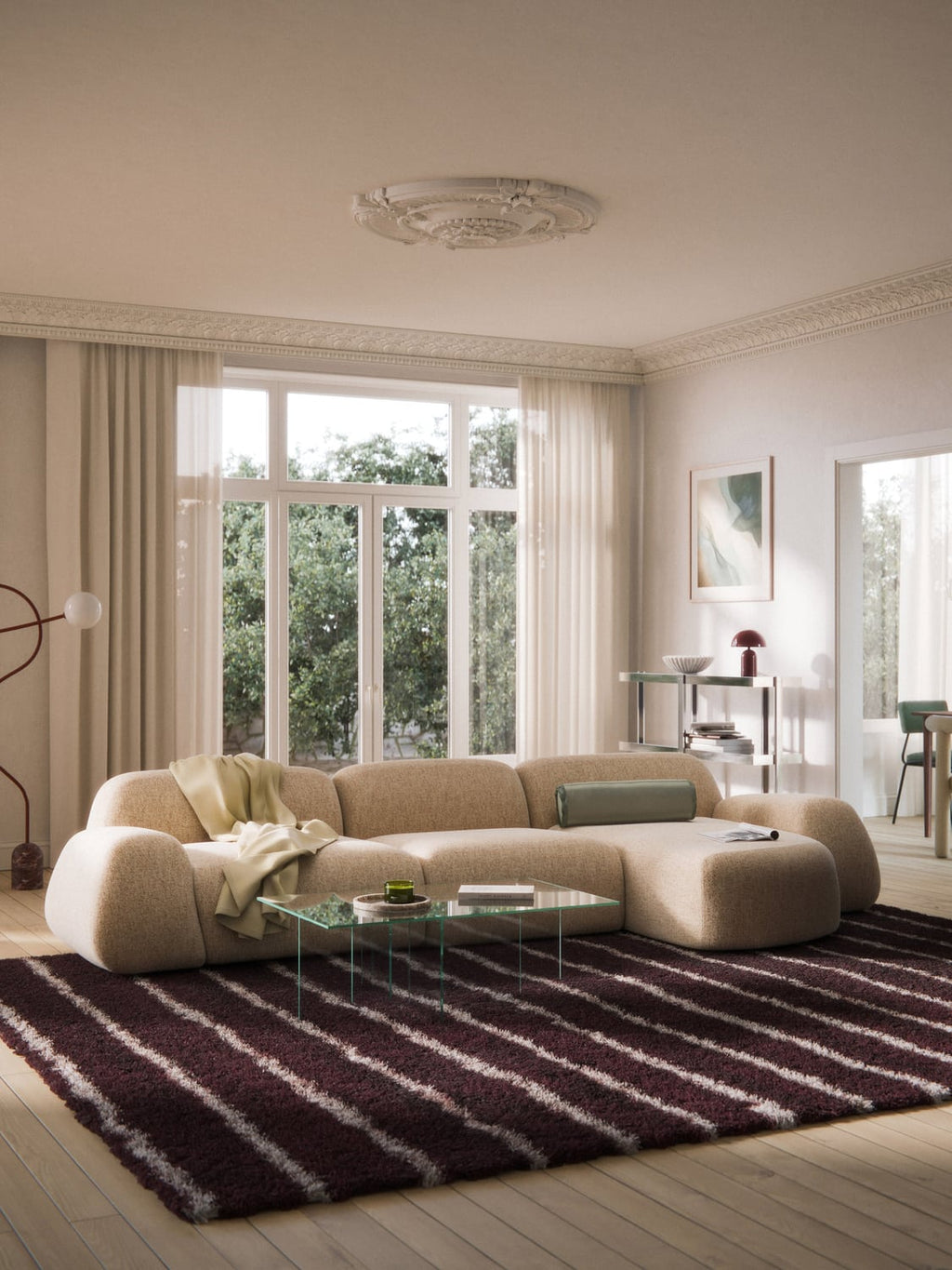 Wolke Modular Bouclé Corner Sofa (4-seater) — Powder Pink