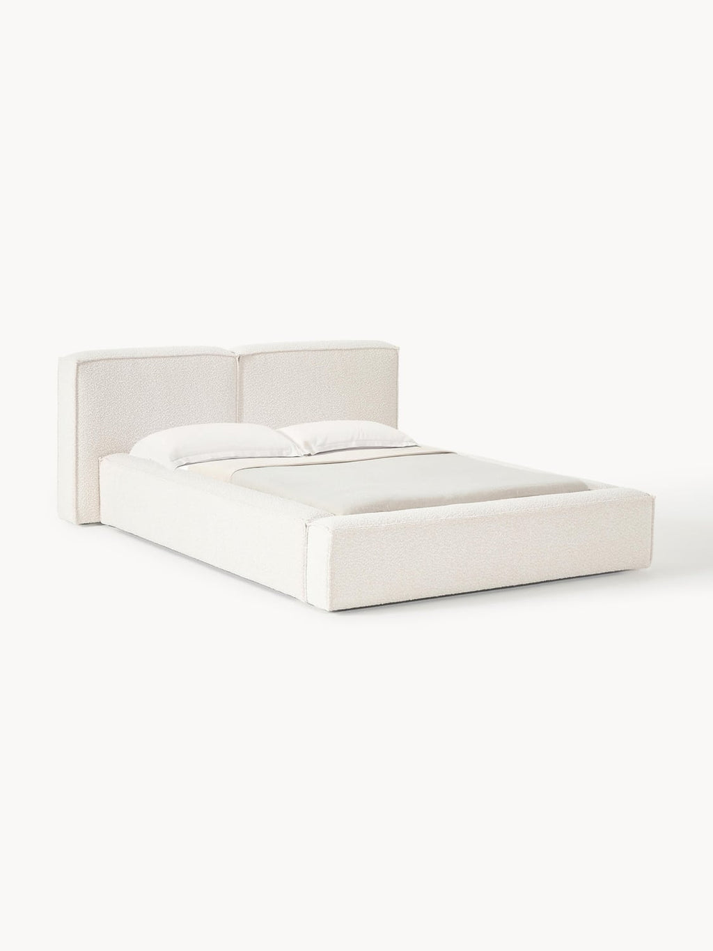 Lennon Bouclé Upholstered Bed — Off-White