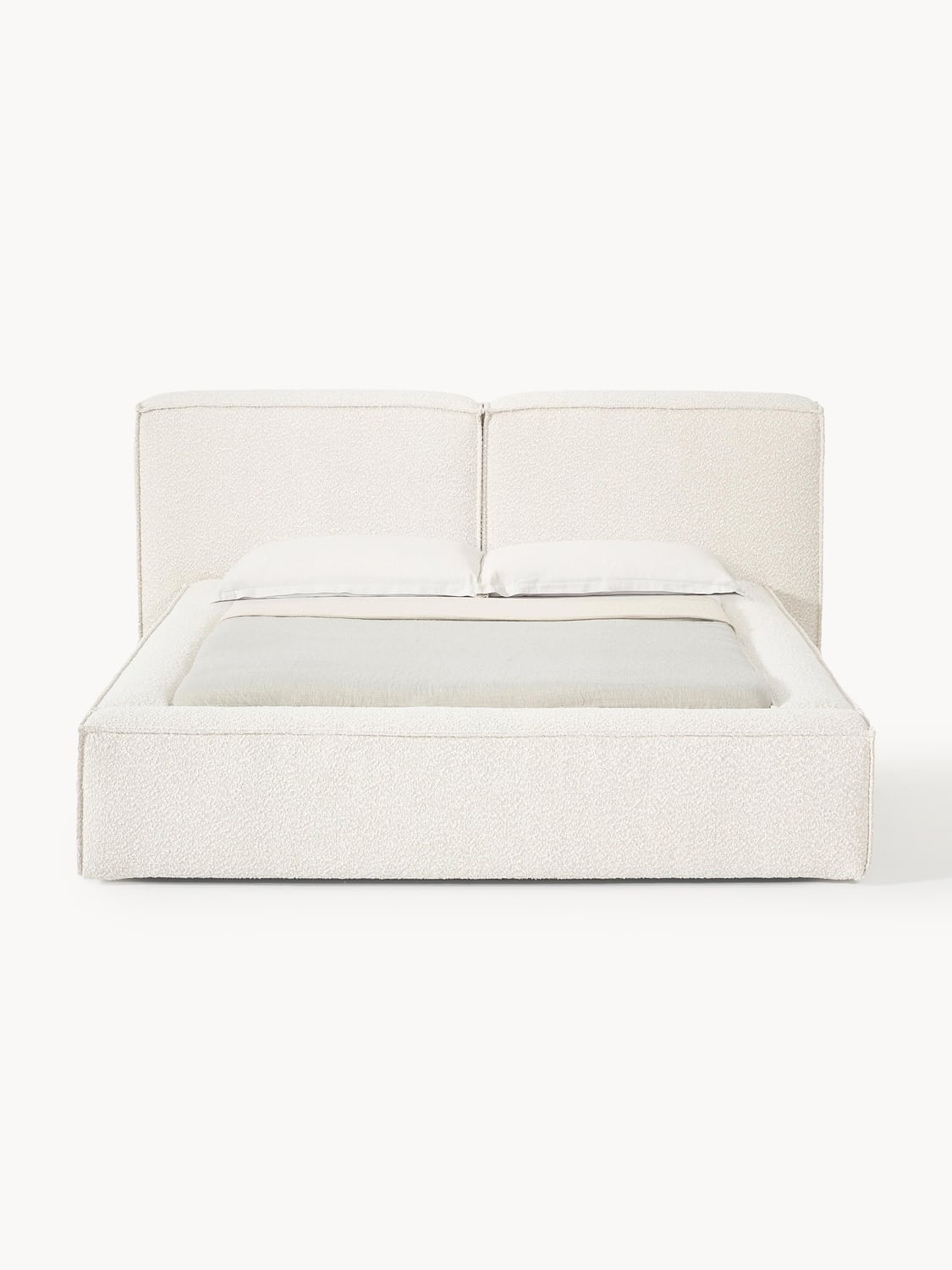 Lennon Bouclé Upholstered Bed — Off-White