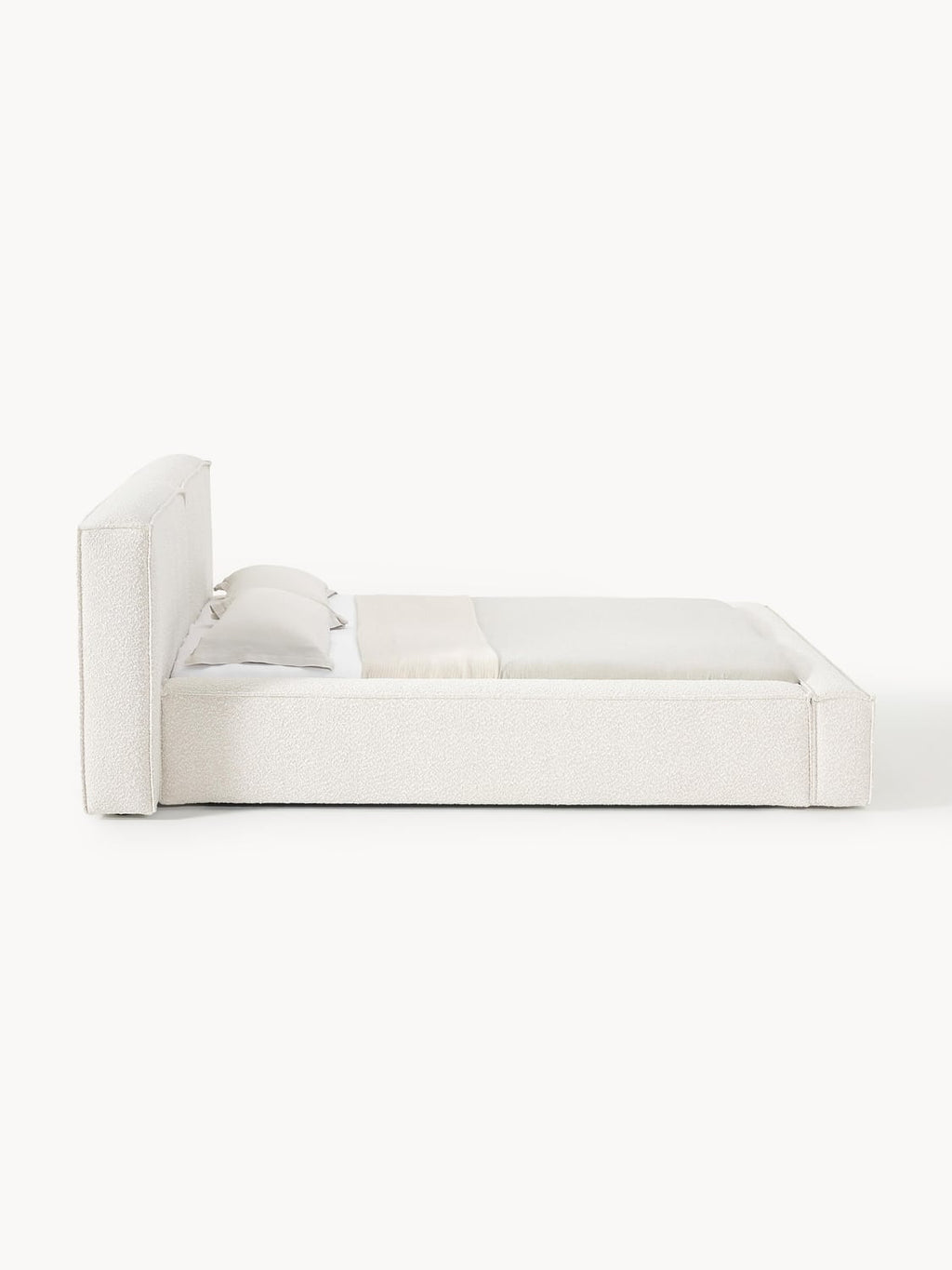 Lennon Bouclé Upholstered Bed — Off-White