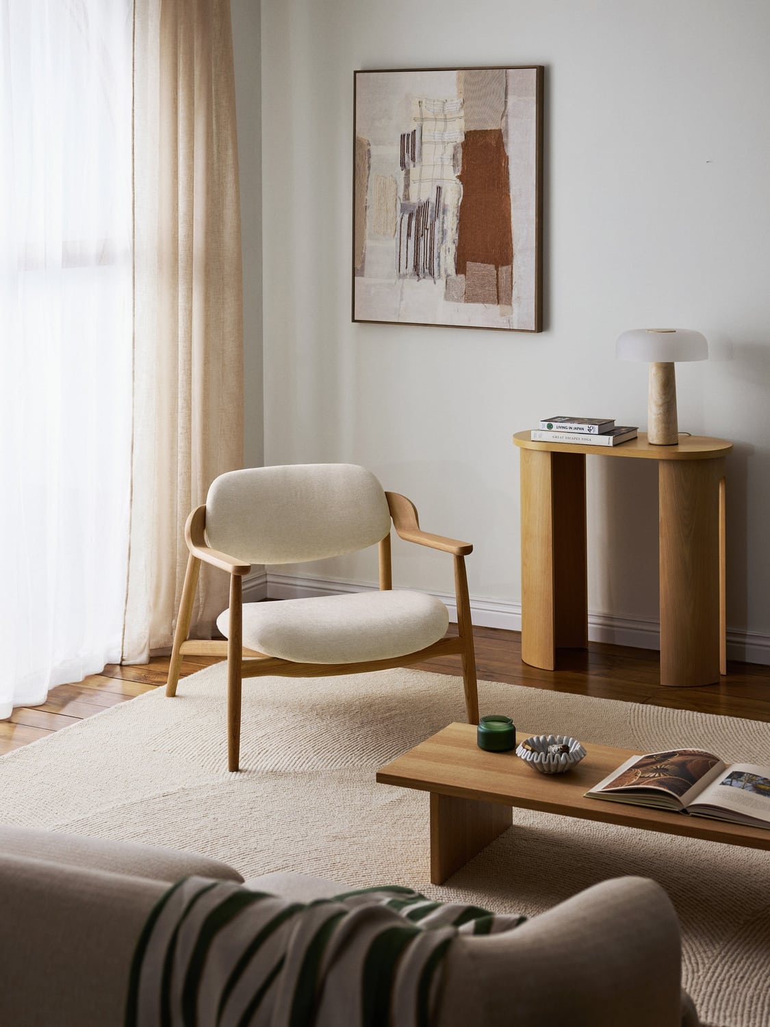 Rae Oak-Lounge Chair — Blush