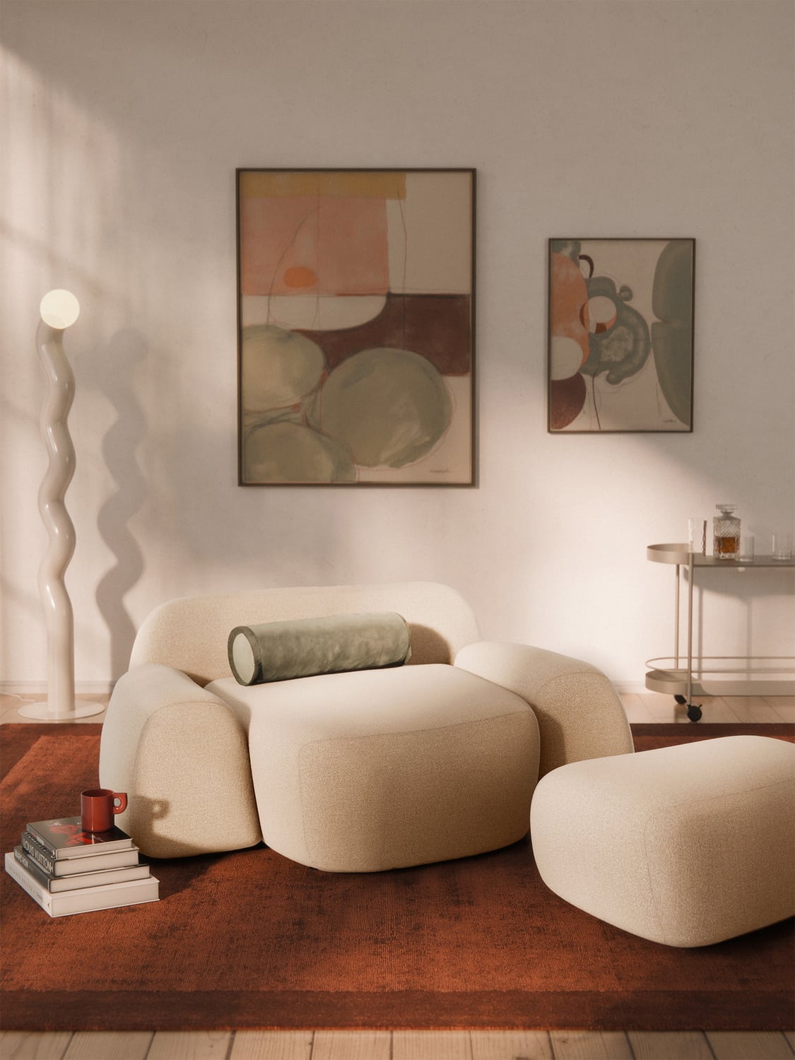 Wolke Bouclé-XL-Lounge Chair — Beige