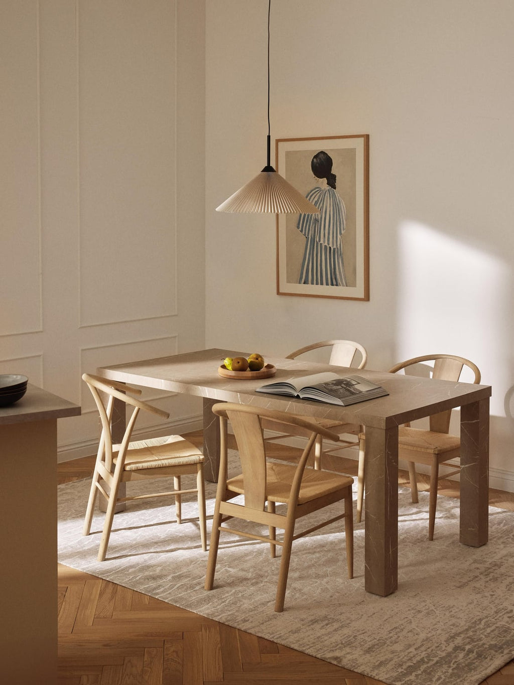 Carl Dining Table in Marble-Look, 180 x 90 cm — Off-White