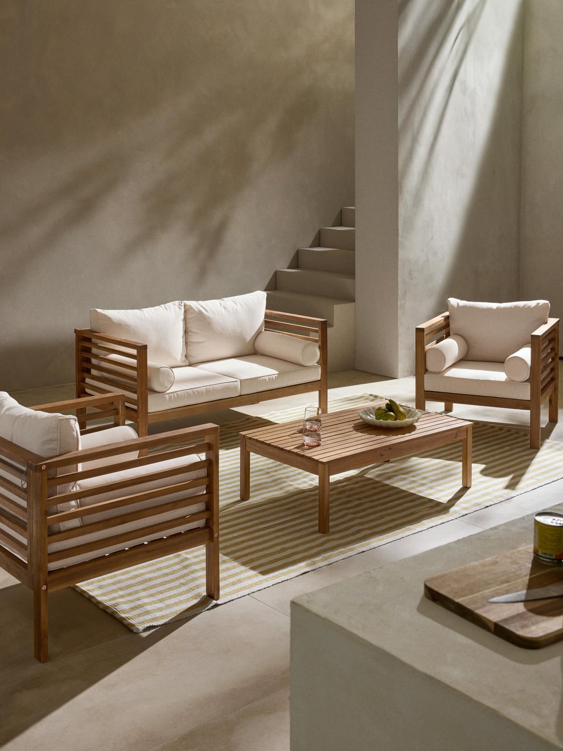 Bo Garden Lounge Set in Acacia, set of 4 — Beige