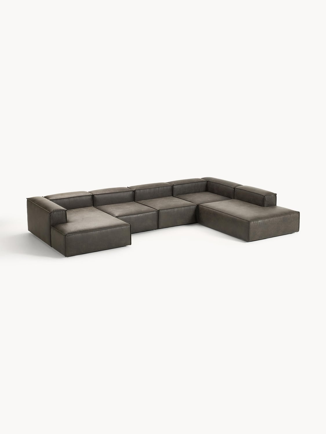 Lennon Modular XL Sofa in Leather — Dark Grey