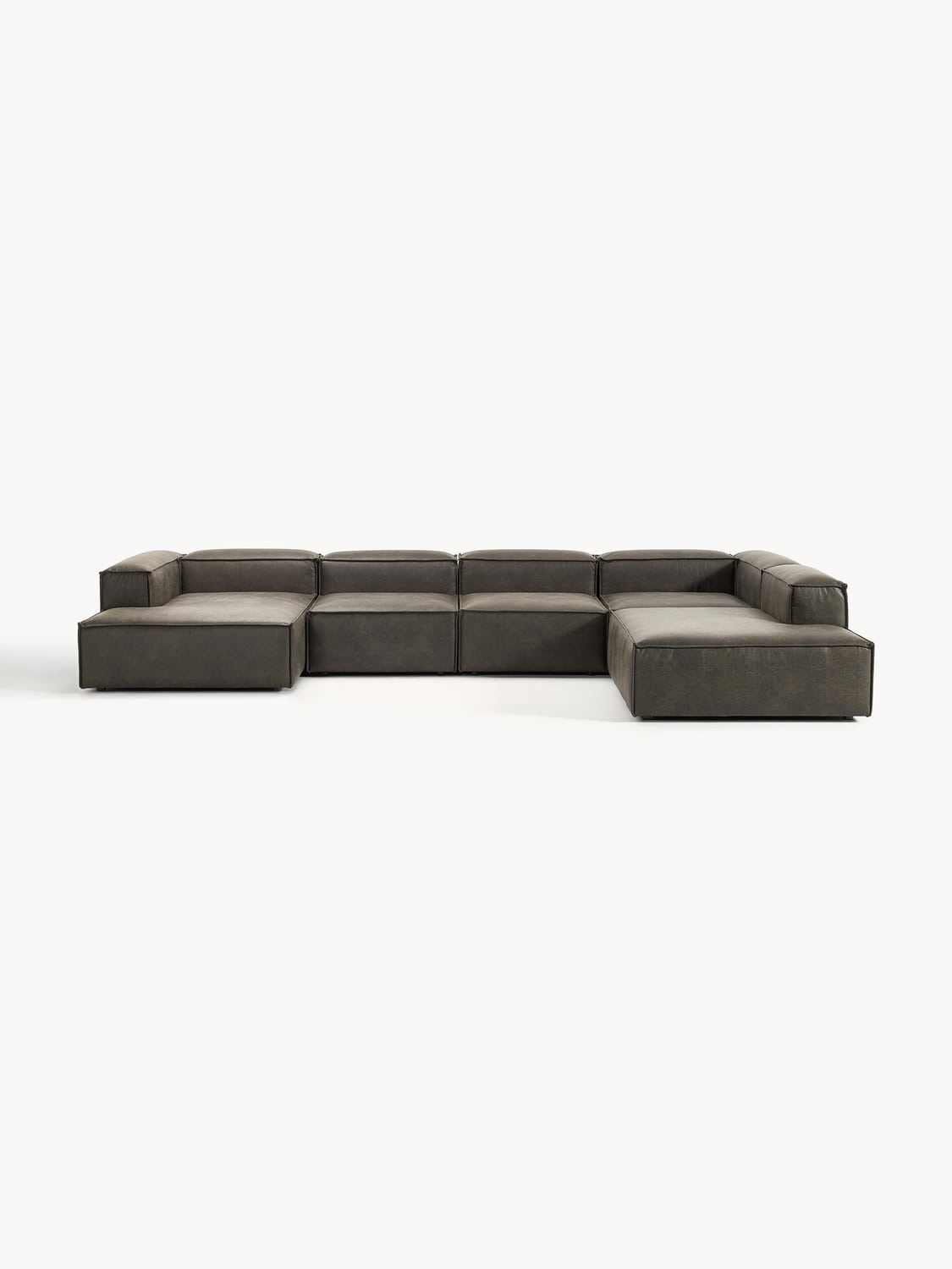 Lennon Modular XL Sofa in Leather — Dark Grey