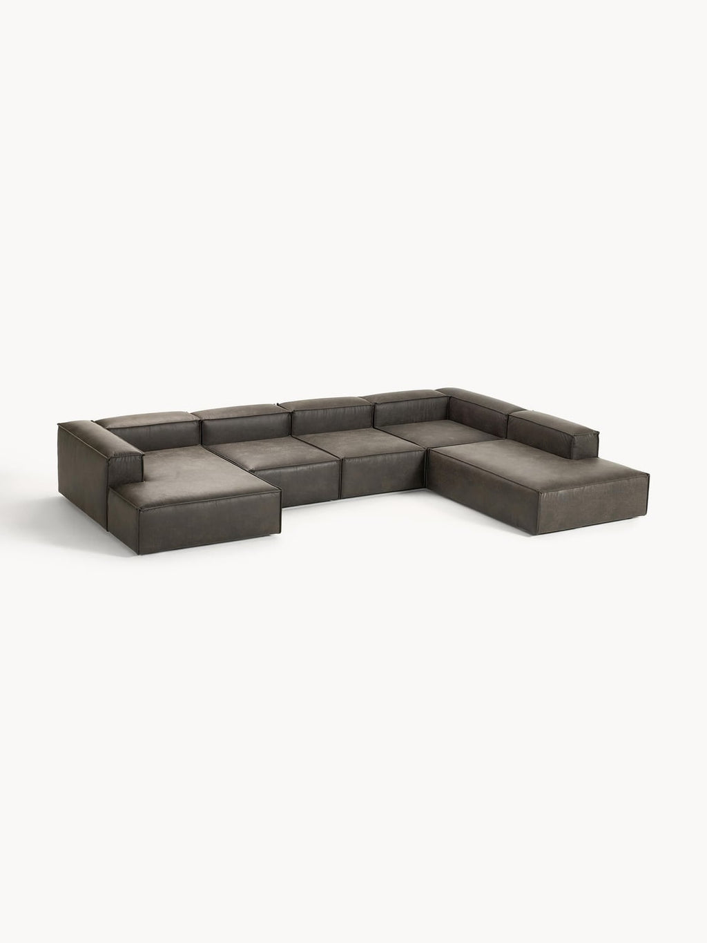 Lennon Modular XL Sofa in Leather — Dark Grey