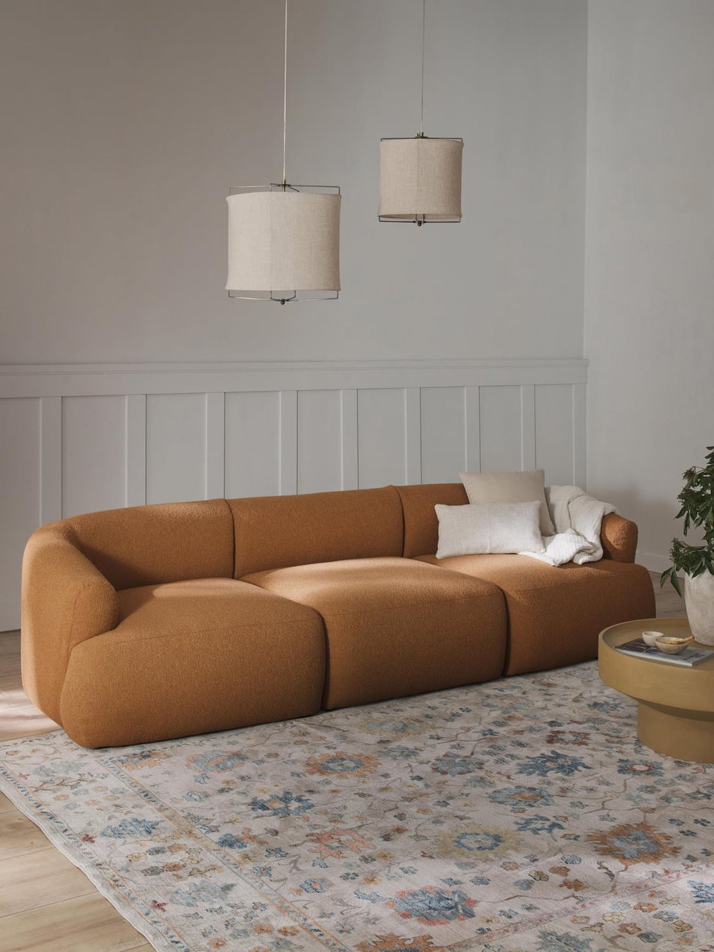 Sofia Modular Bouclé Sofa (3-seater) — Caramel