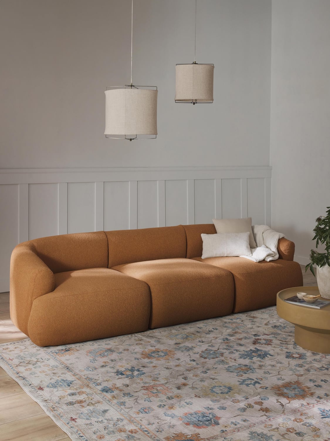 Sofia Modular Bouclé Sofa (3-seater) — Caramel