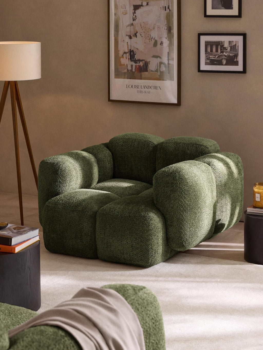 Tayla Lounge Chair in Teddy Bouclé — Green