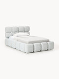 Tayla Single Bed with Storage in Teddy Bouclé — Light Grey