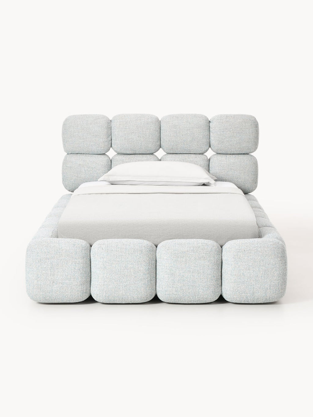 Tayla Single Bed with Storage in Teddy Bouclé — Light Grey