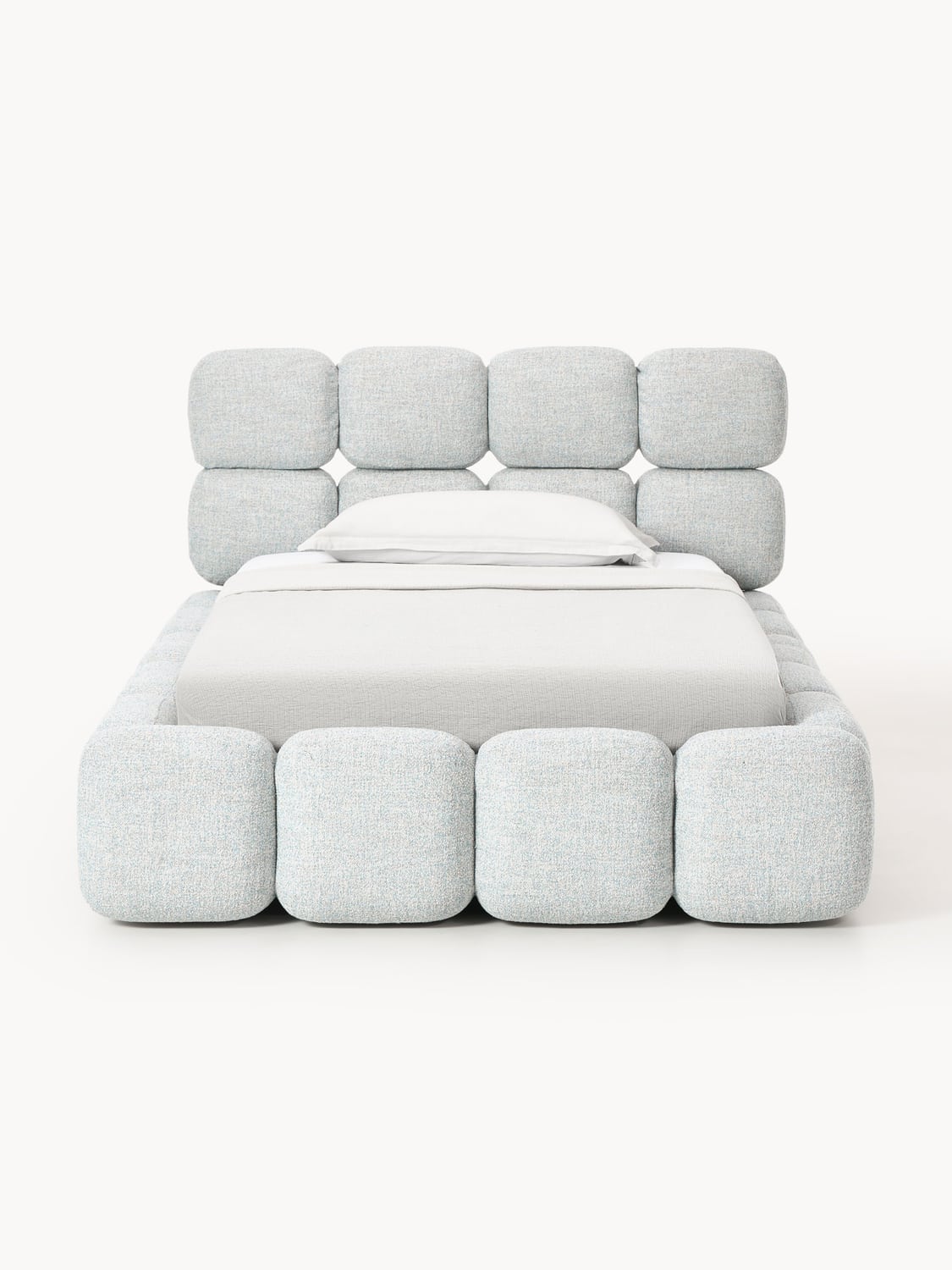 Tayla Single Bed with Storage in Teddy Bouclé — Light Grey