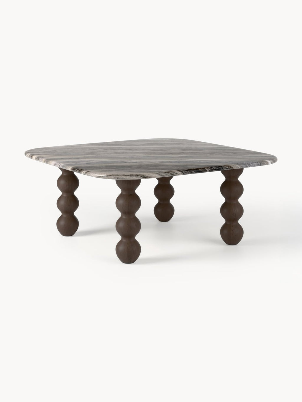 Lyndi Marble-Coffee Table with Oak Legs — Grey