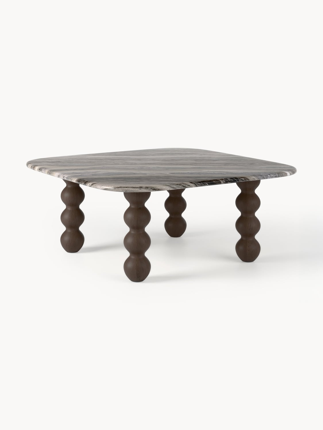 Lyndi Marble-Coffee Table with Oak Legs — Grey