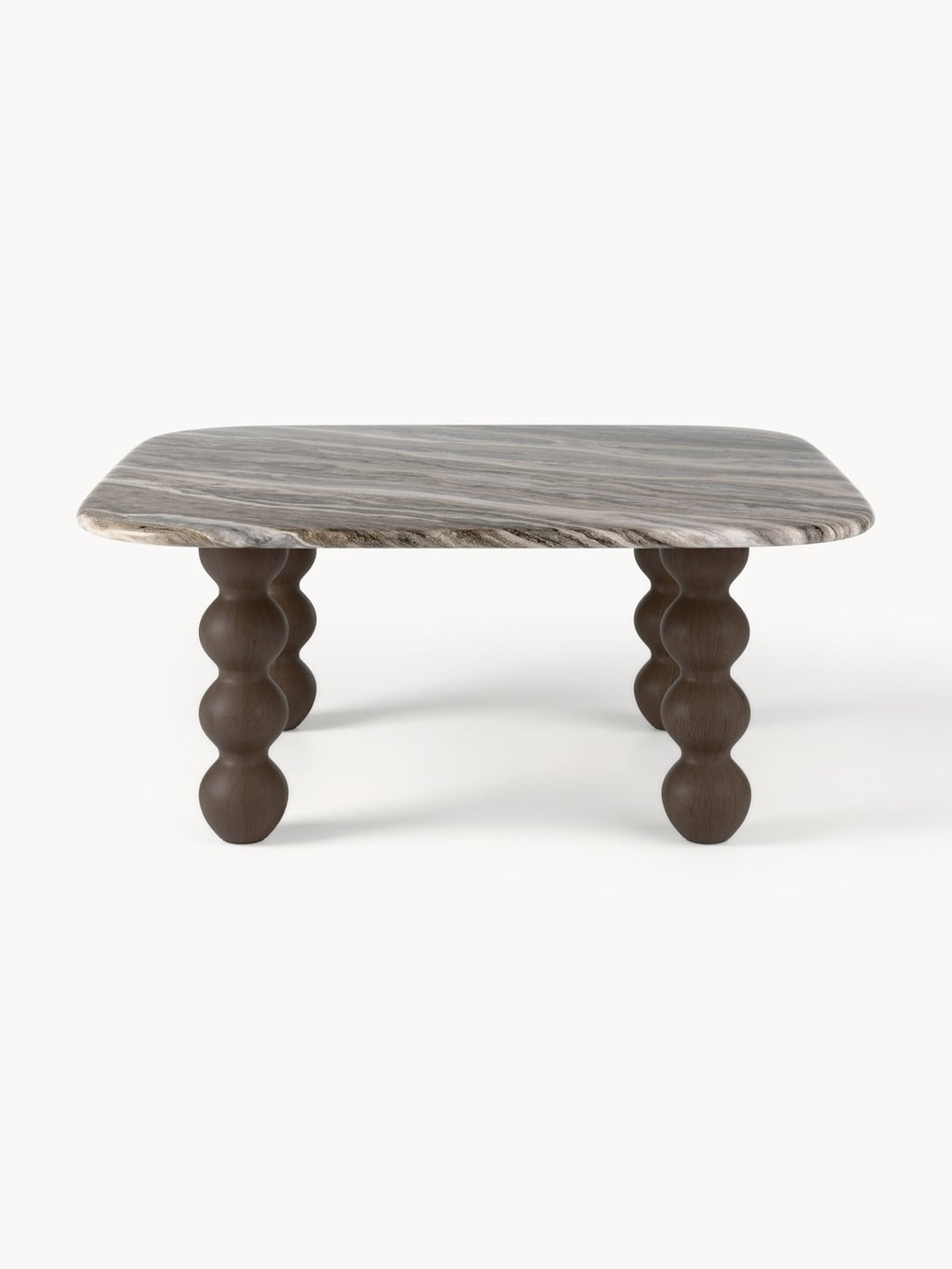 Lyndi Marble-Coffee Table with Oak Legs — Grey