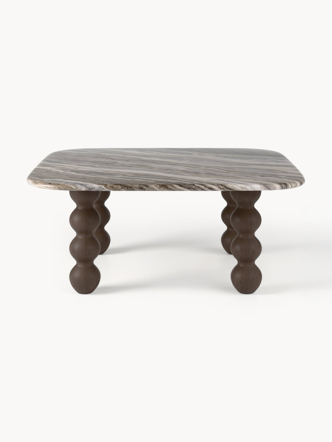 Lyndi Marble-Coffee Table with Oak Legs — Grey