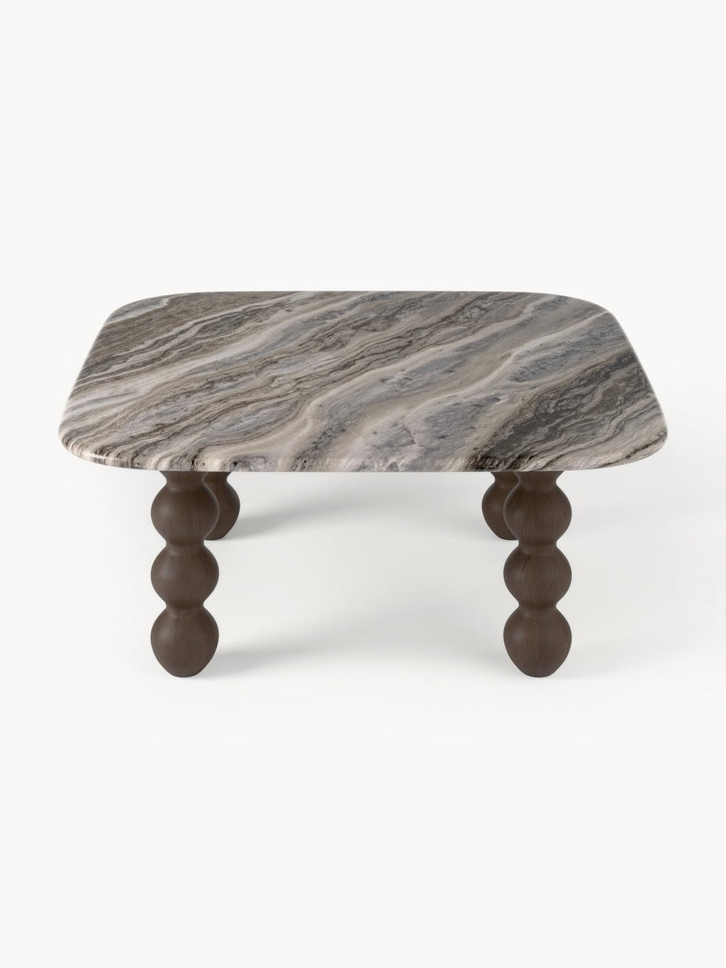 Lyndi Marble-Coffee Table with Oak Legs — Grey