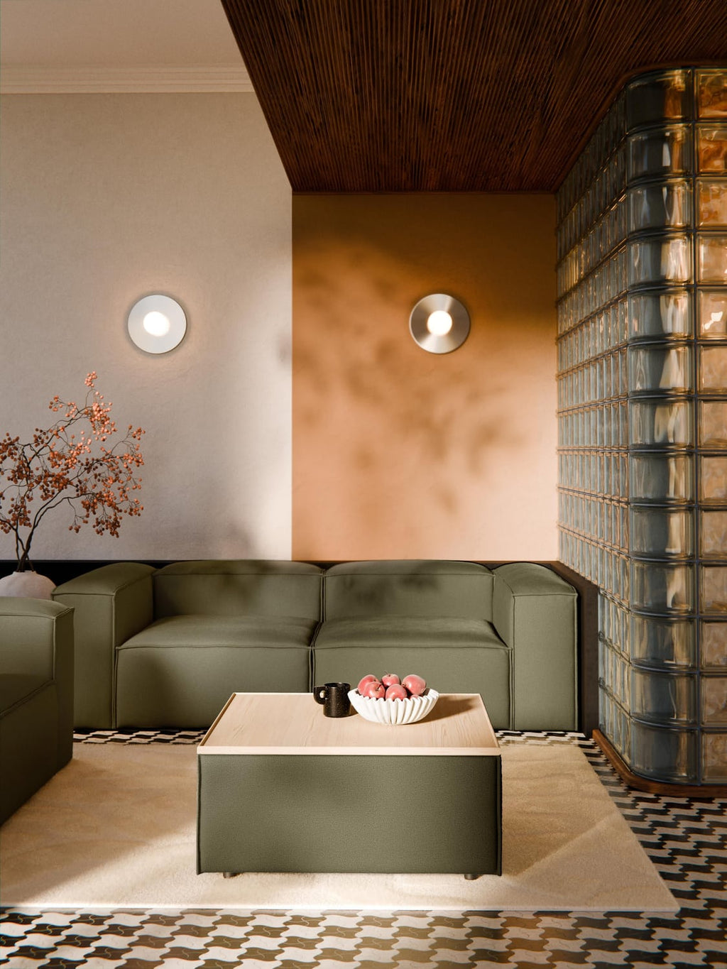 Lennon Sofa Ottoman with Storage — Moss Green
