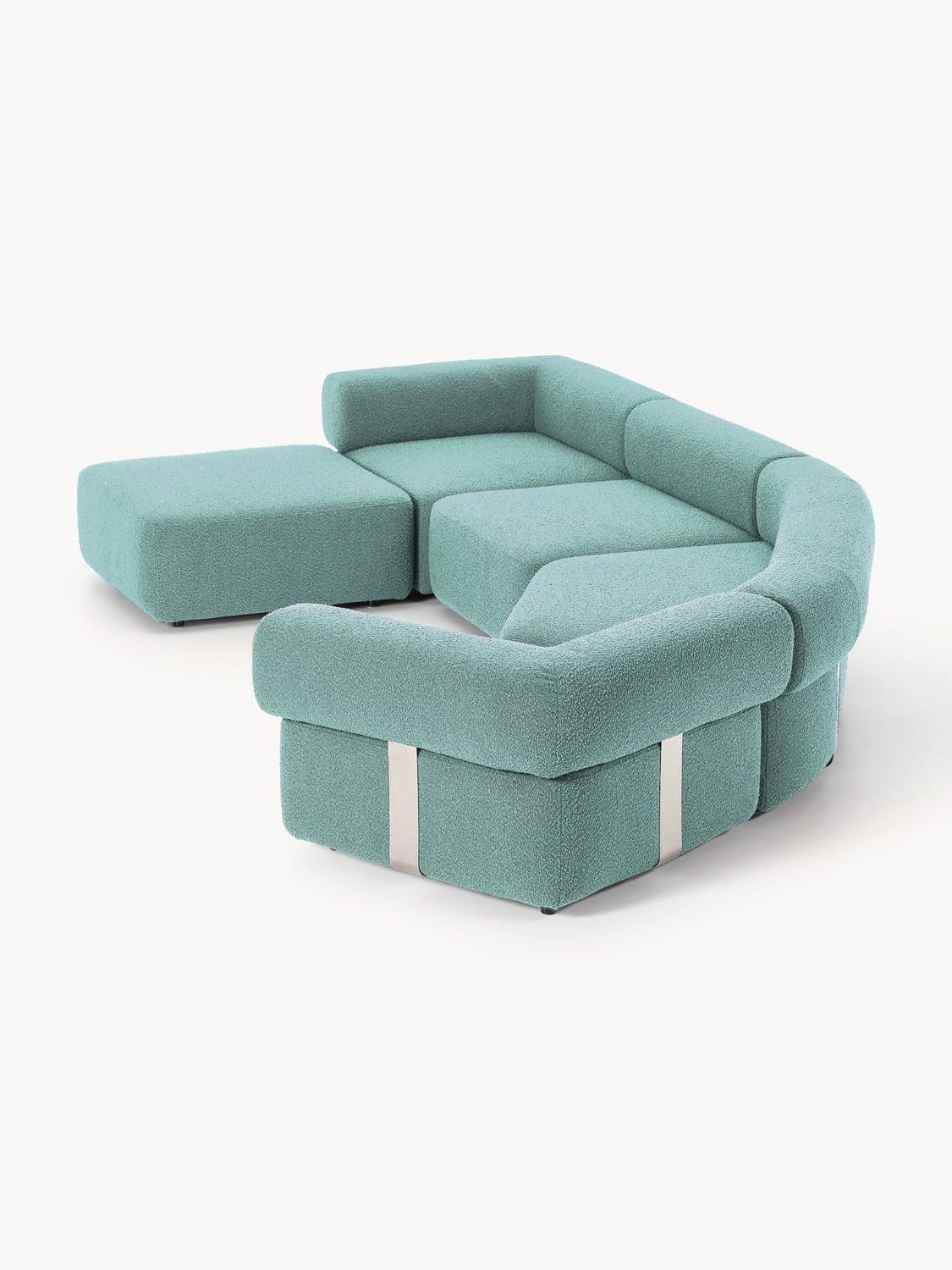 Anton Large Modular Bouclé Sofa with Ottoman (left/right) — Grey
