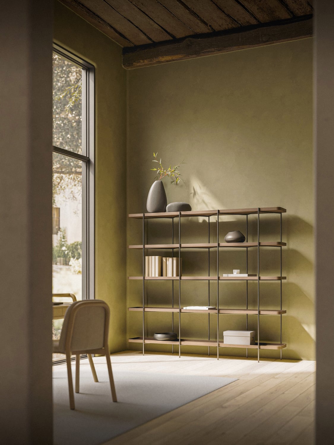 Renee Large Wooden Shelving Unit — Warm Grey
