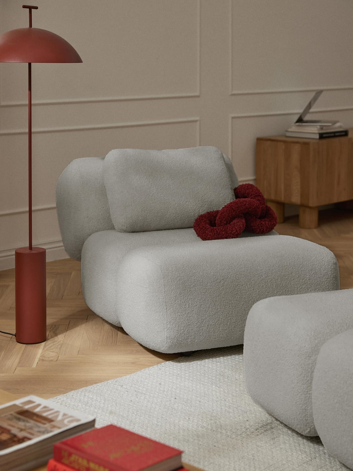 Caterpillar Teddy-Armchair — Light Grey