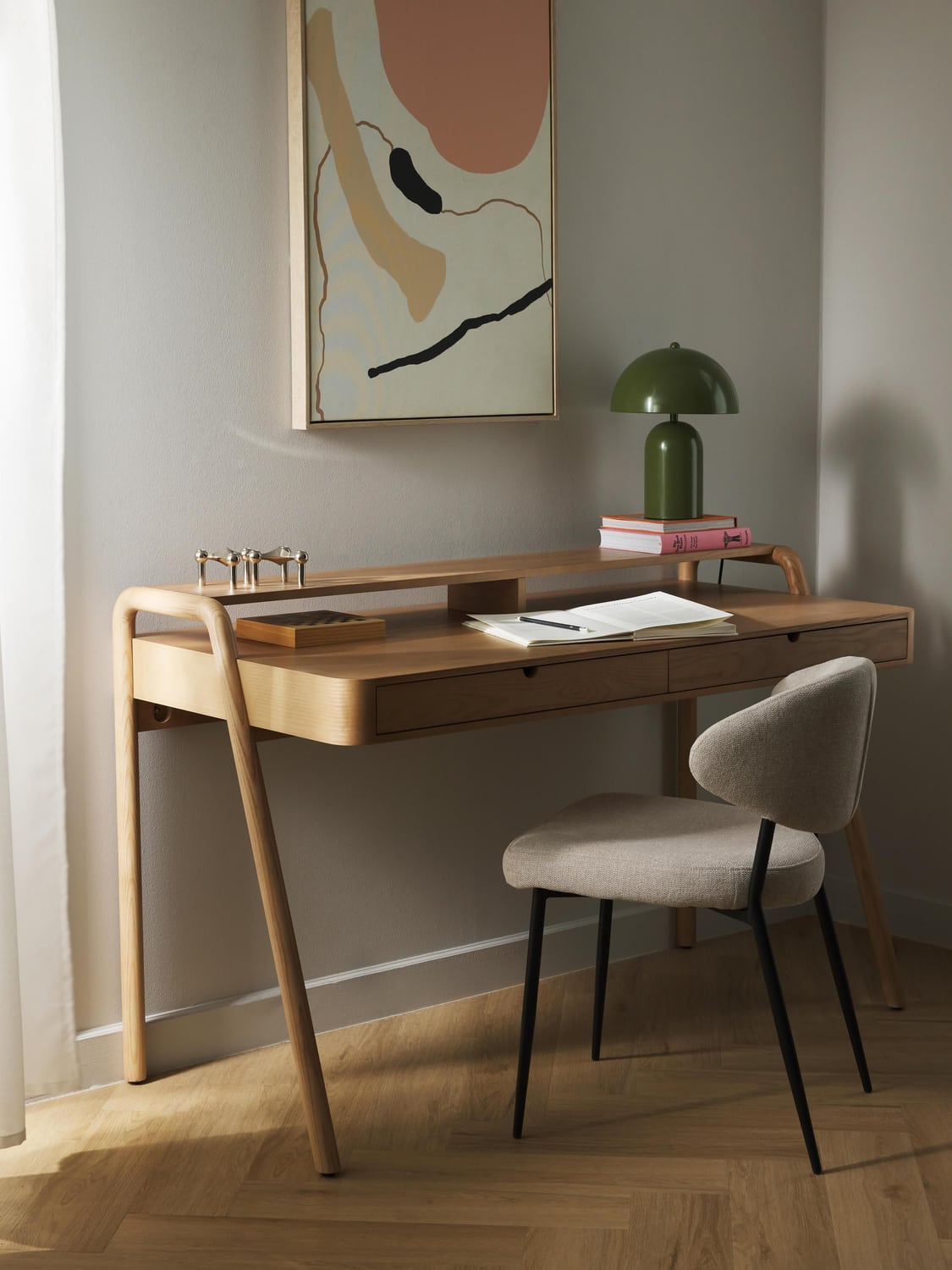 Evrak Desk with Drawers — Yellow