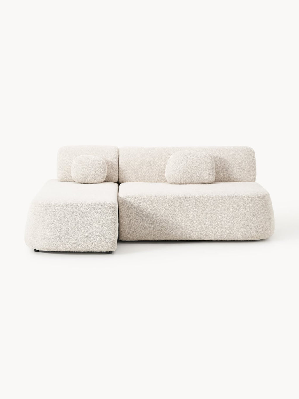 Pao Sofa Bed in Teddy Bouclé with Storage — Light Grey