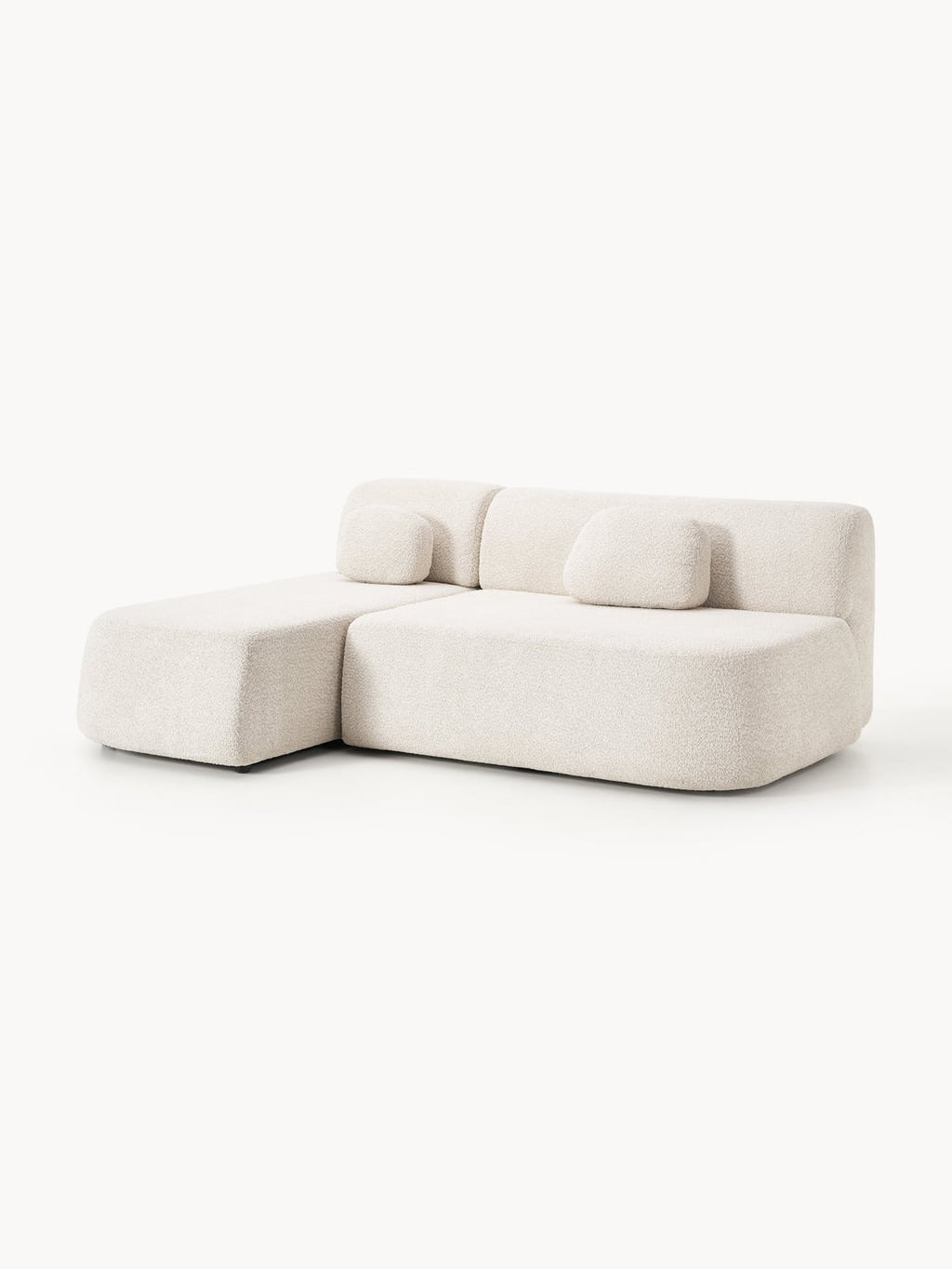 Pao Sofa Bed in Teddy Bouclé with Storage — Light Grey