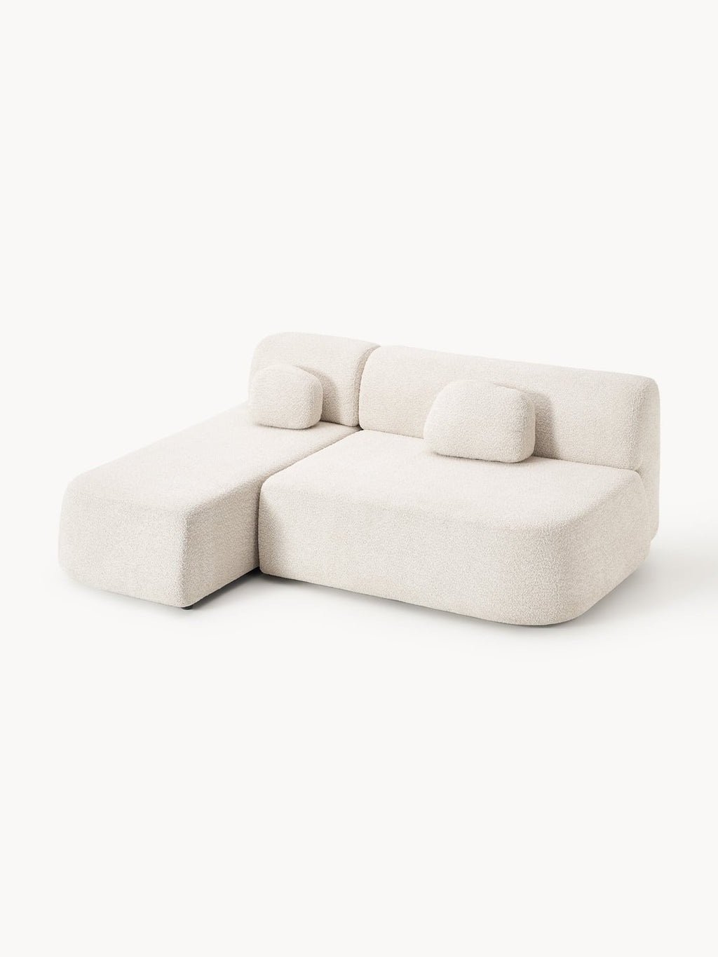 Pao Sofa Bed in Teddy Bouclé with Storage — Light Grey