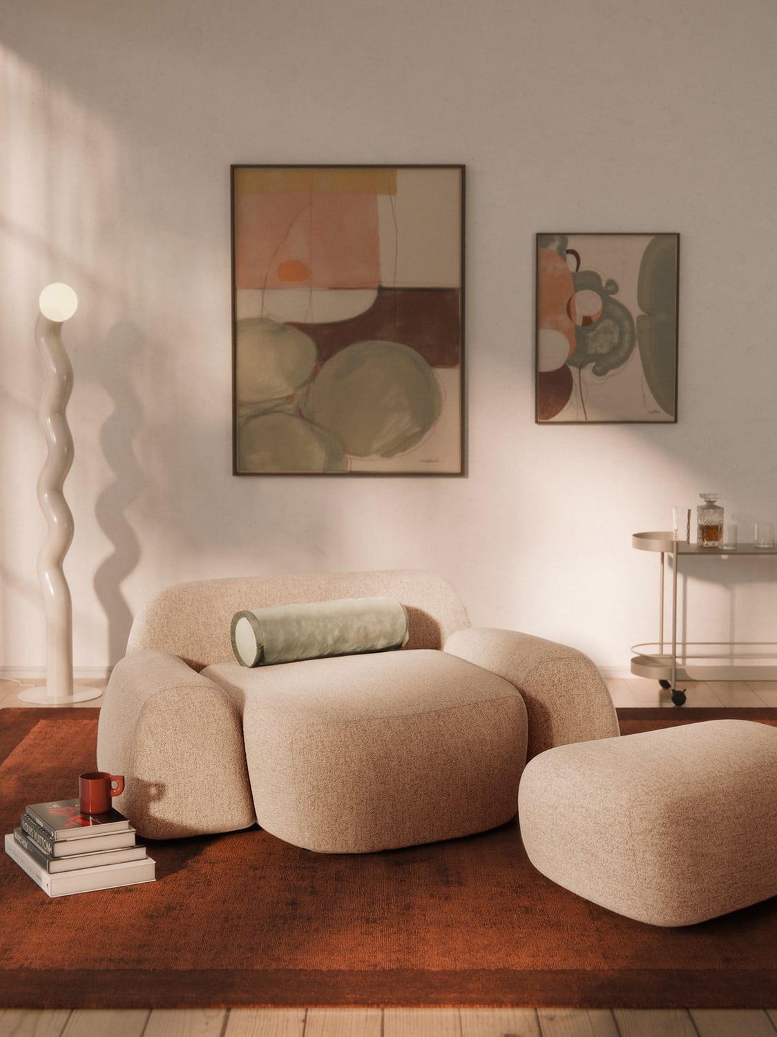 Wolke Bouclé-XL-Lounge Chair — Sand