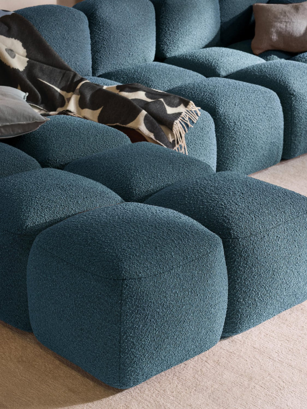 Tayla Sofa Ottoman in Bouclé — Dark Grey