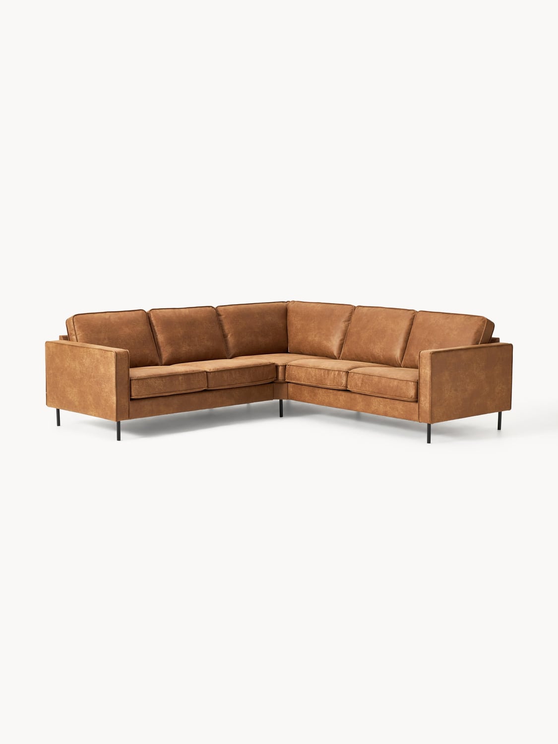 Hunter Corner Sofa in Leather (4-seater) — Terracotta
