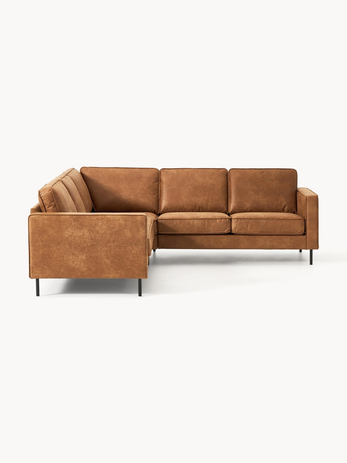 Hunter Corner Sofa in Leather (4-seater) — Terracotta