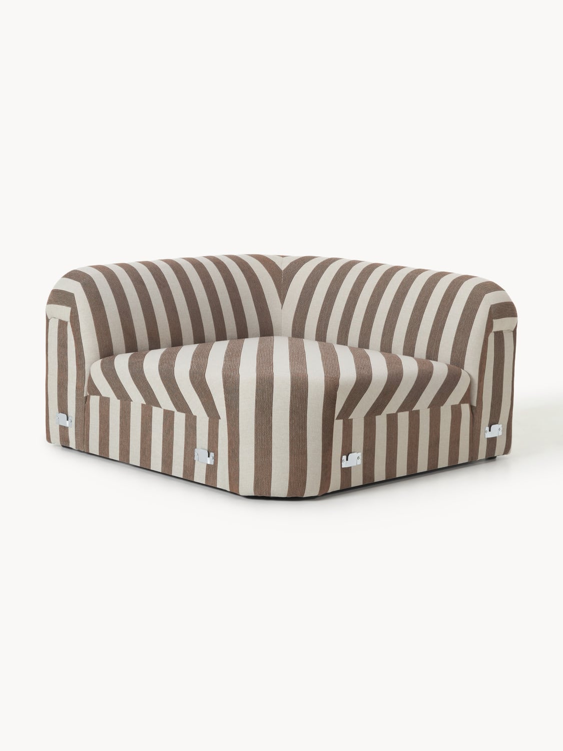 Wolke Round Striped Corner Module — Warm Grey