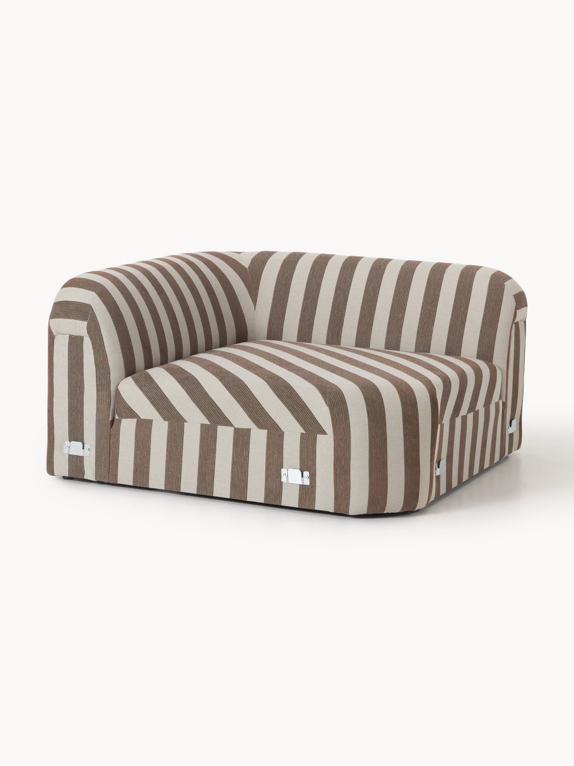 Wolke Round Striped Corner Module — Warm Grey