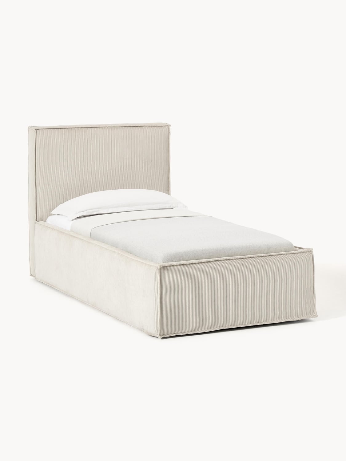 Dream Corduroy-Single Bed with Storage — Off-White